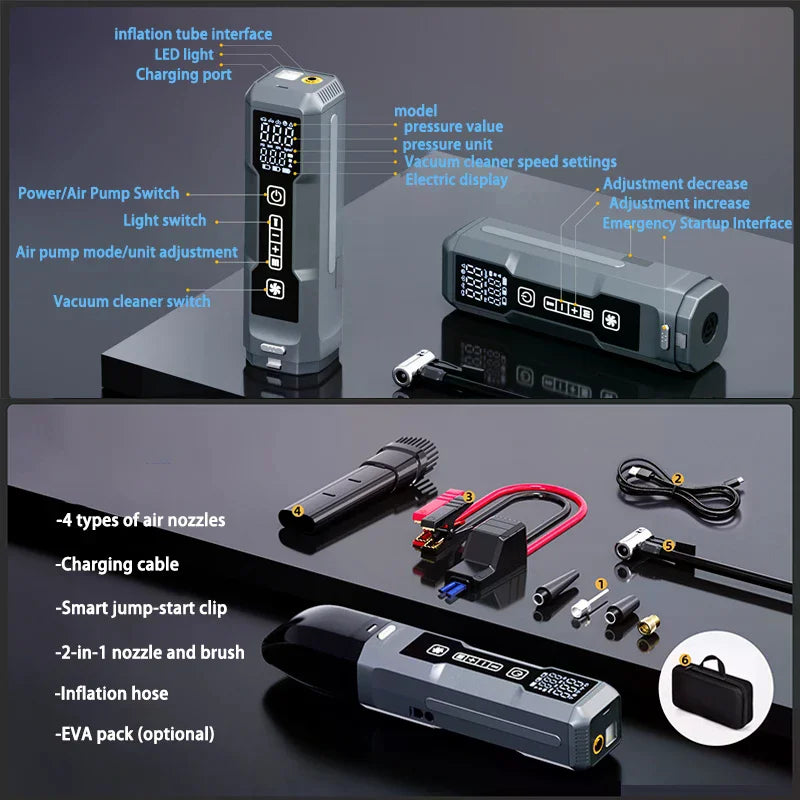 5-in-1 Car Jump Starter with Air Pump